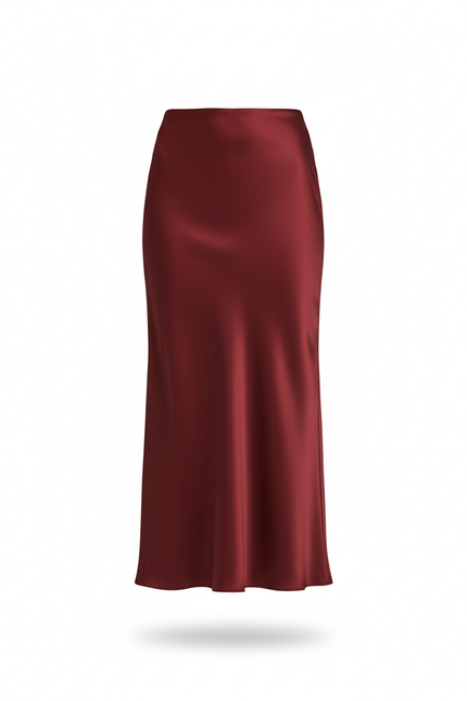 Jupe Longue Bordeaux Satinée Fluide