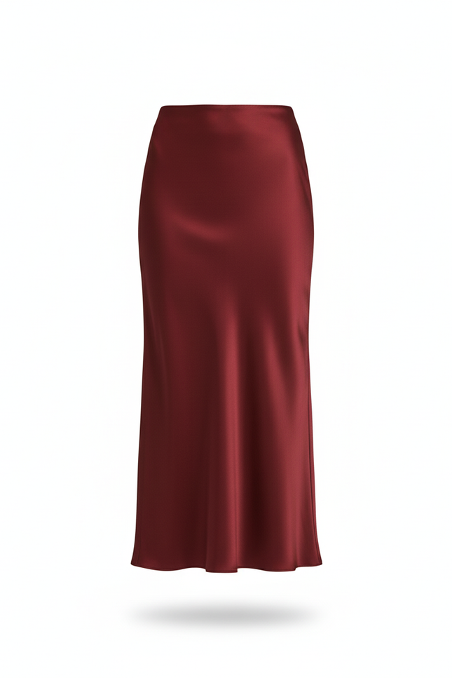 Jupe Longue Bordeaux Satinée Fluide