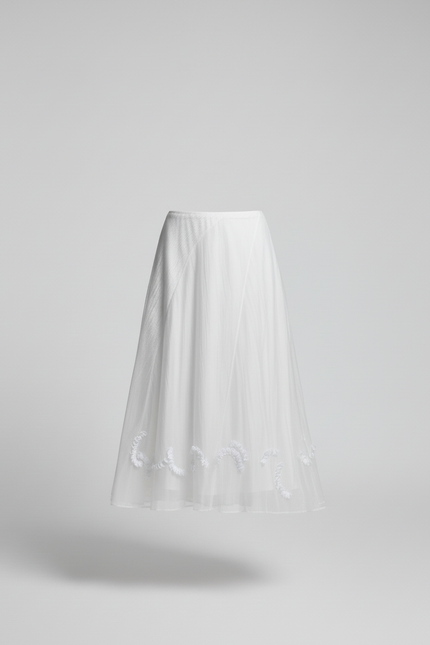 Jupe Longue Blanche Brodée Élégante Chic
