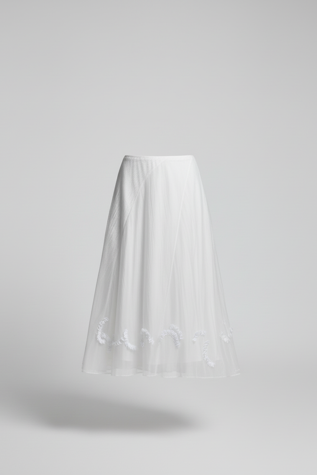 Jupe Longue Blanche Brodée Élégante Chic