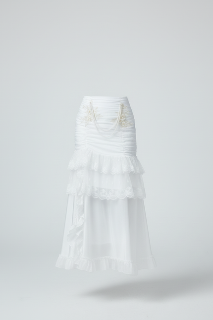 Jupe Longue Blanche Brodée Romantique