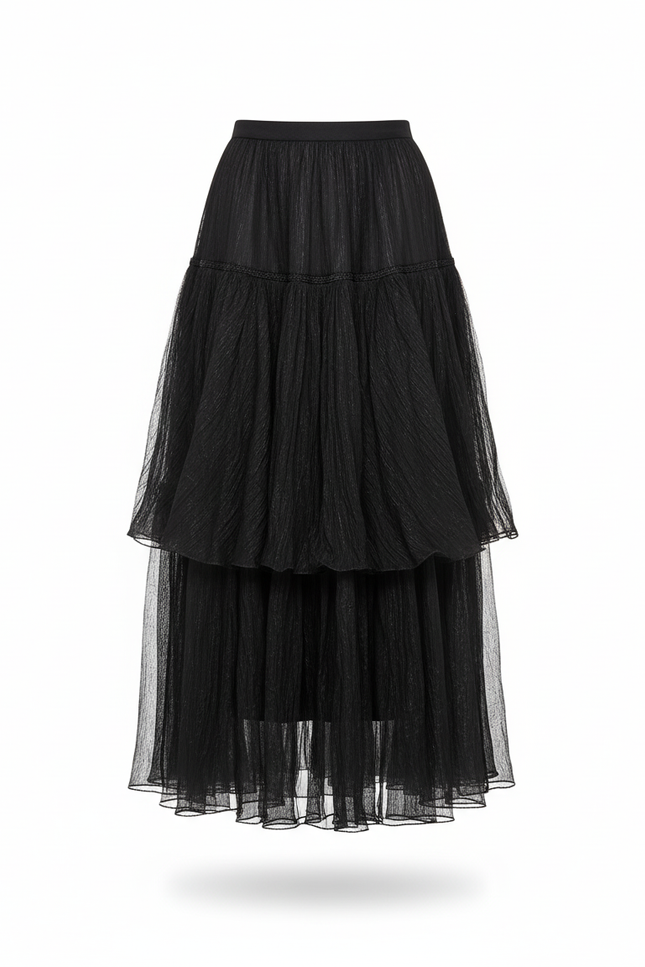 Jupe Longue Rouge Brodée Roses Élégante