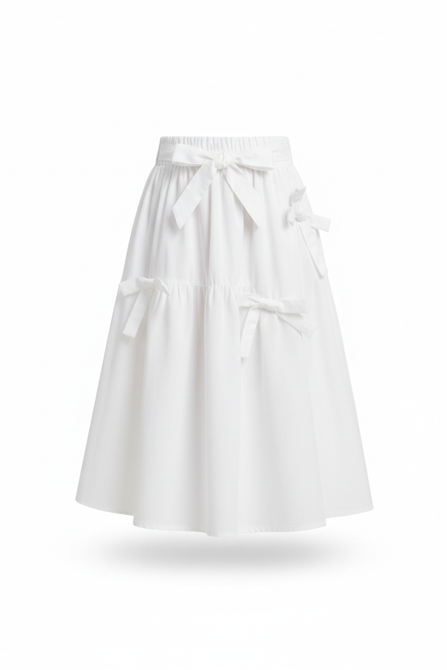 Jupe Longue Blanche À Nœuds Chic