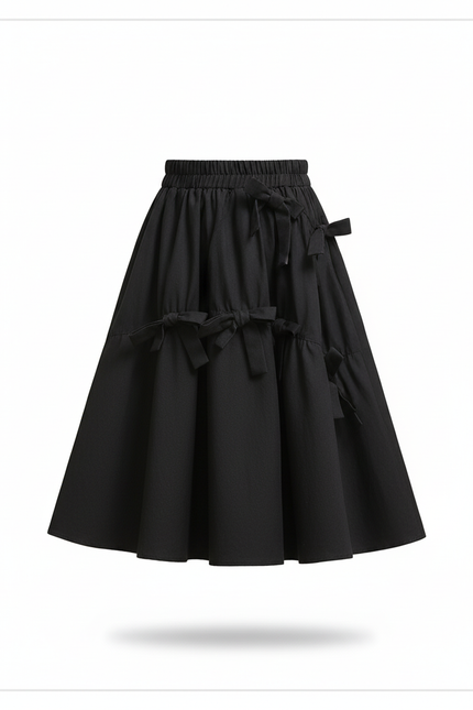 Jupe Longue Noire À Nœuds Chic