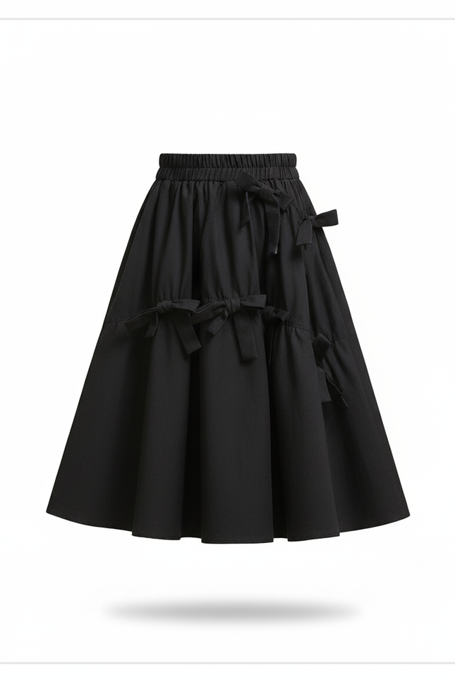 Jupe Longue Noire À Nœuds Chic