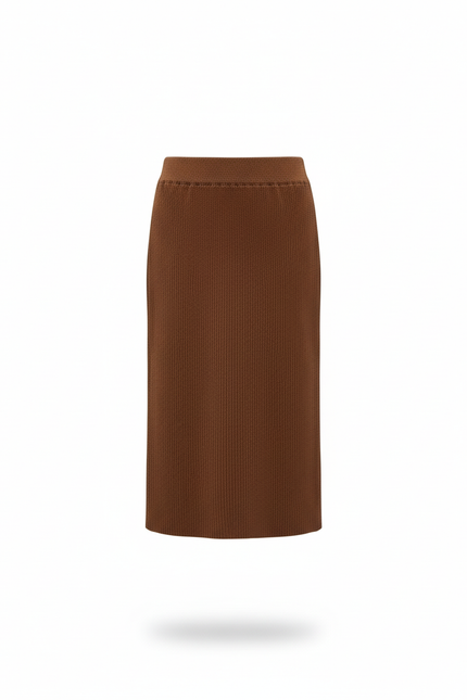 Jupe Longue Marron Côtelée Chic