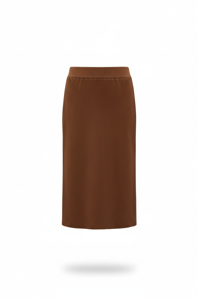 Jupe Longue Marron Côtelée Chic