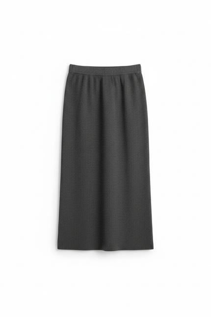 Jupe Longue Grise Côtelée Élégante