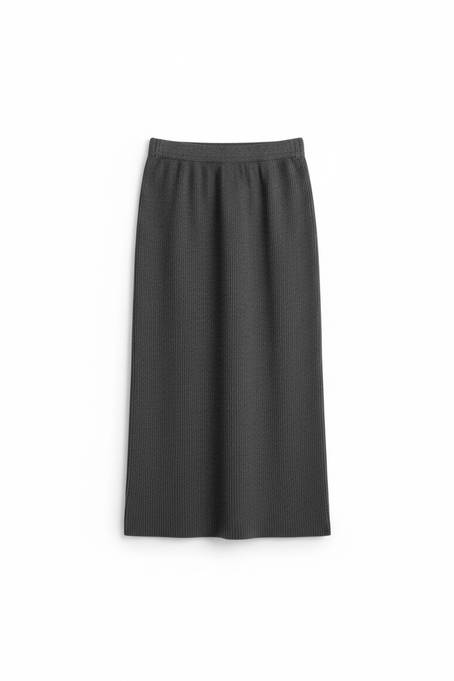 Jupe Longue Grise Côtelée Élégante