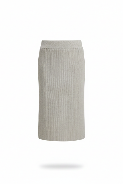 Jupe Longue Grise Côtelée Chic