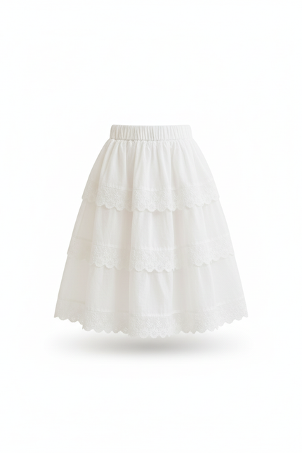 Jupe Longue Blanche À Volants Chic Femme