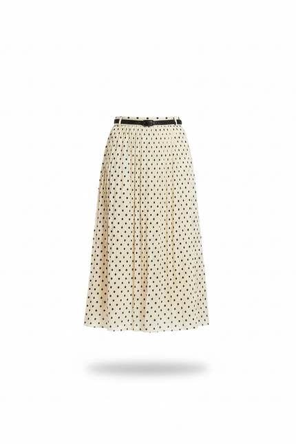 Jupe Longue À Pois Plissée Élégante