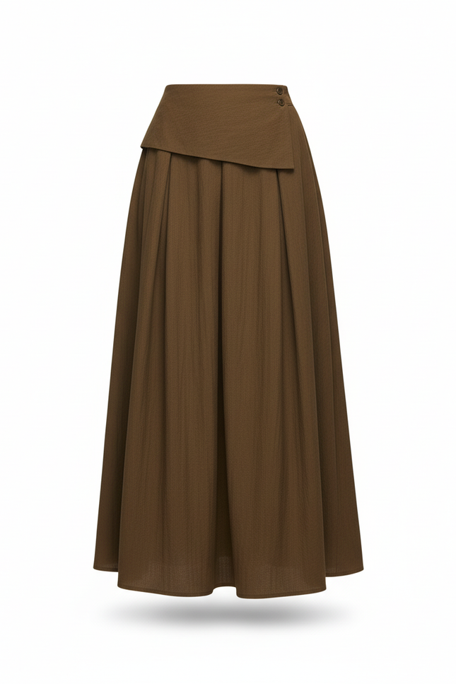 Jupe Longue Plissée Taille Haute Élégante