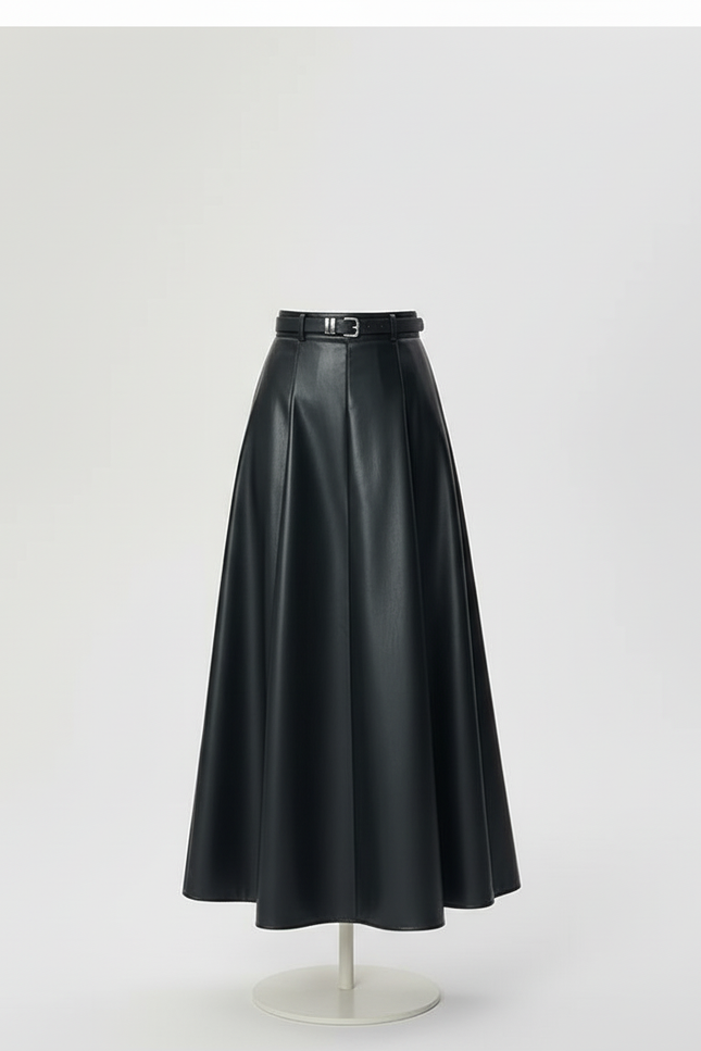 Jupe Longue En Cuir Noire