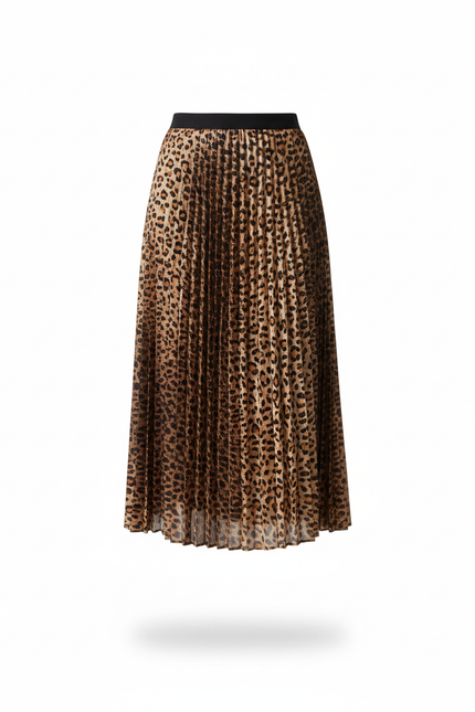 Jupe Longue Plissée Leopard