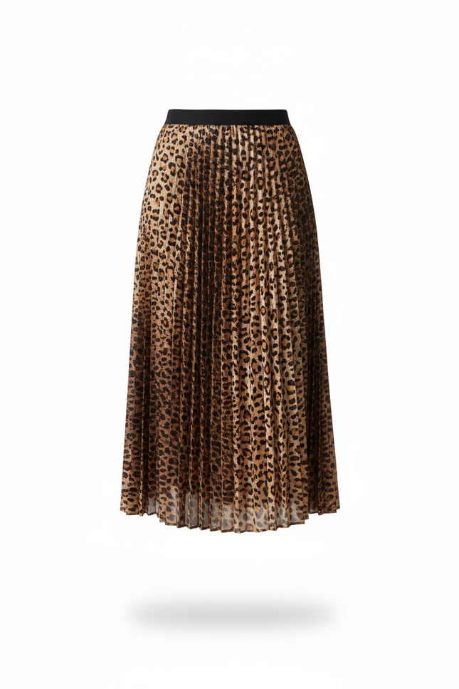 Jupe Longue Plissée Leopard