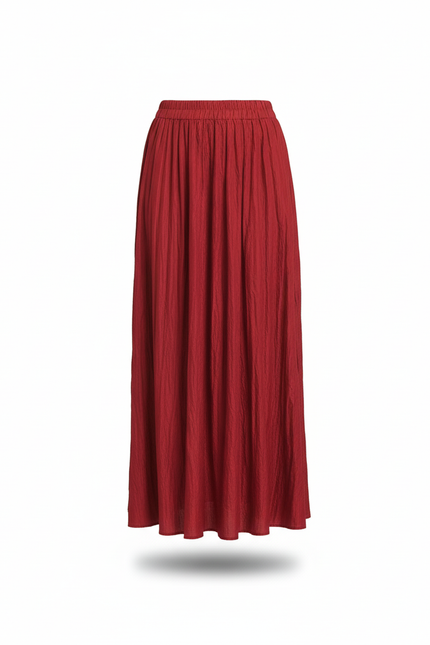 Jupe Longue Rouge Plissée Fluide