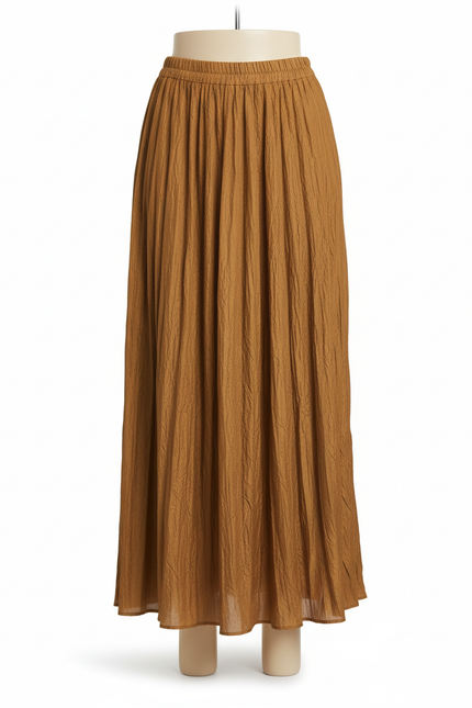 Jupe Longue Camel Plissée Fluide
