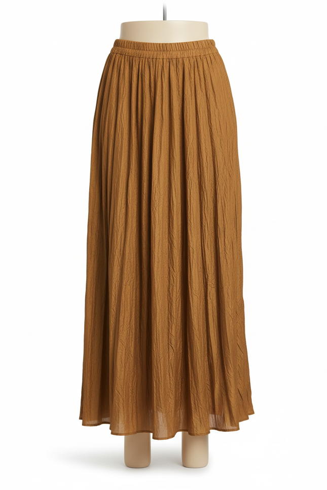 Jupe Longue Camel Plissée Fluide