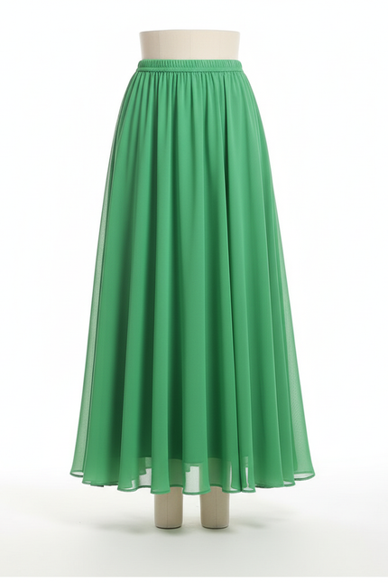 Jupe Longue Plissée Vert
