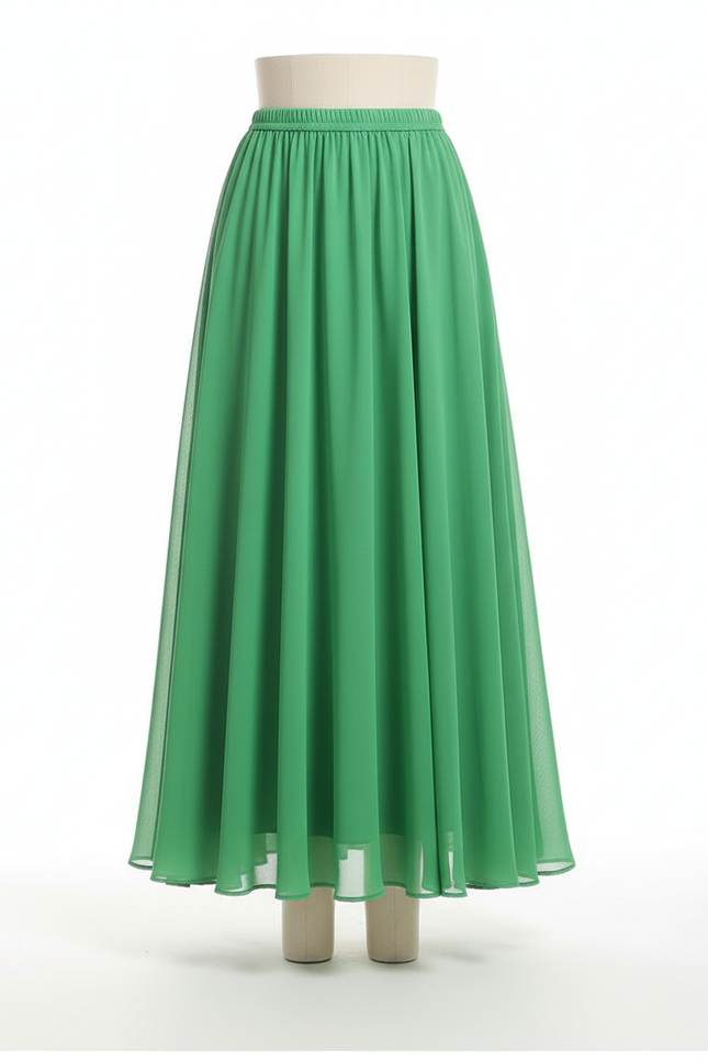 Jupe Longue Plissée Vert