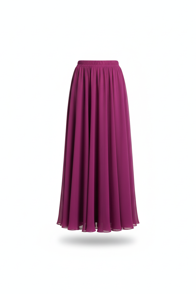 Jupe Longue Fuchsia Chiffon Fluide