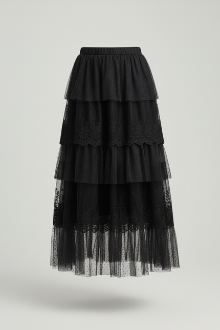 Jupe Longue Tulle Noire Femme