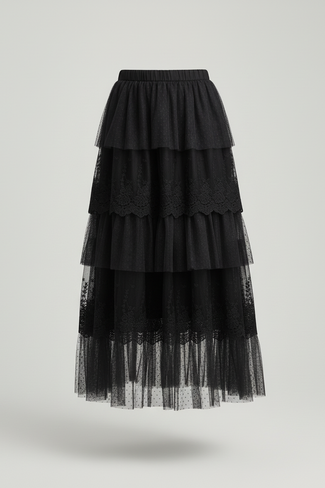 Jupe Longue Tulle Noire Femme