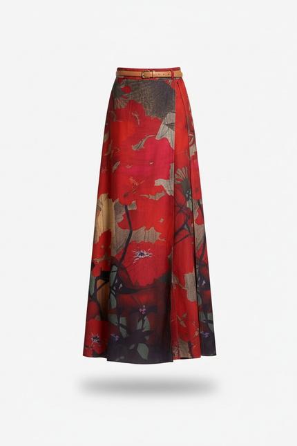 Jupe Portefeuille Longue Fleurie