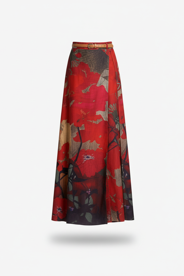 Jupe Portefeuille Longue Fleurie