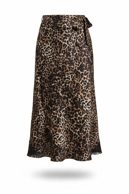 Jupe Longue Satin Leopard