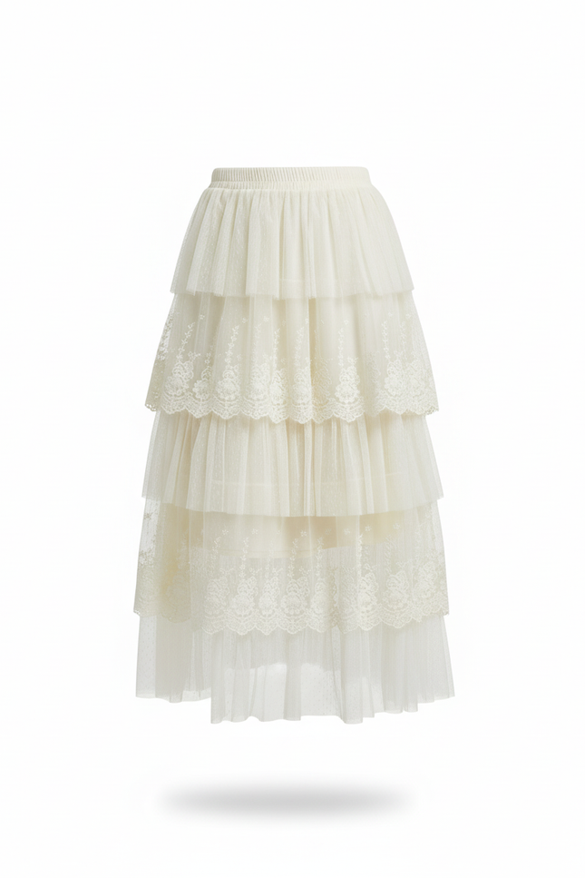 Jupe Longue Tulle Beige