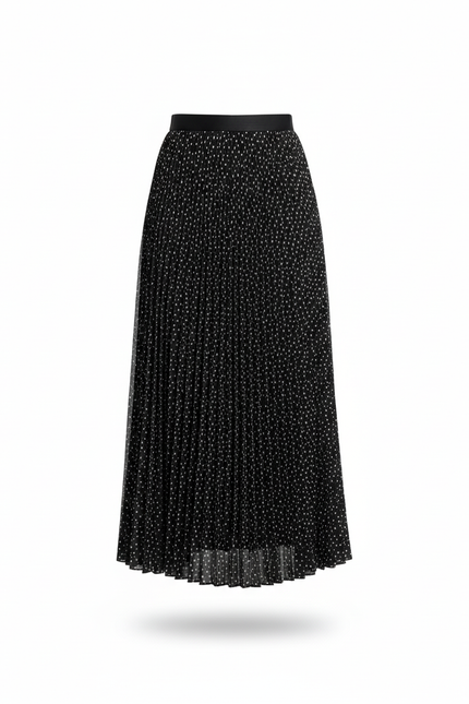 Jupe Longue Plissée Fluide À Pois