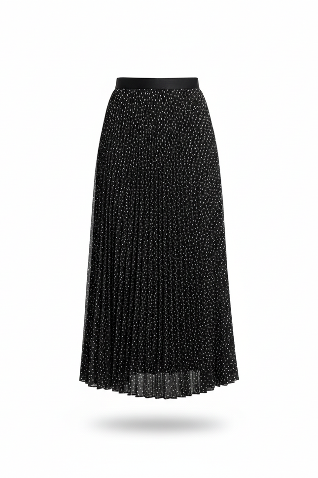 Jupe Longue Plissée Fluide À Pois