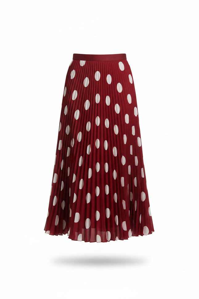 Jupe Longue Plissee A Pois