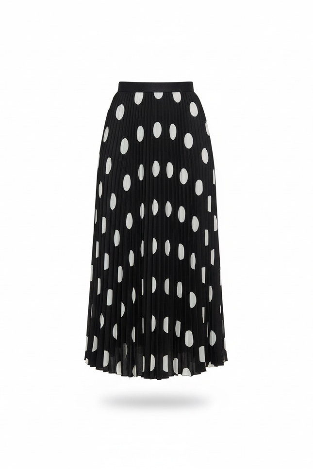 Jupe Longue Noire Pois Blancs