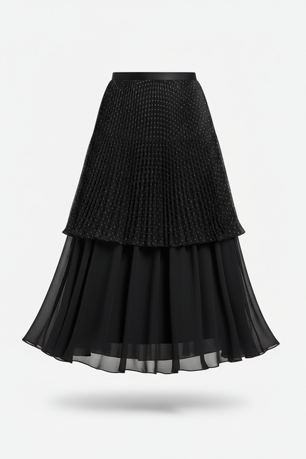 Jupe Longue Plissée Noire Grande Taille