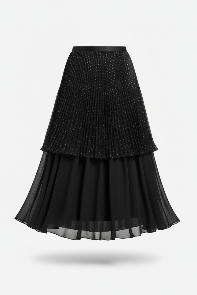 Jupe Longue Plissée Noire Grande Taille