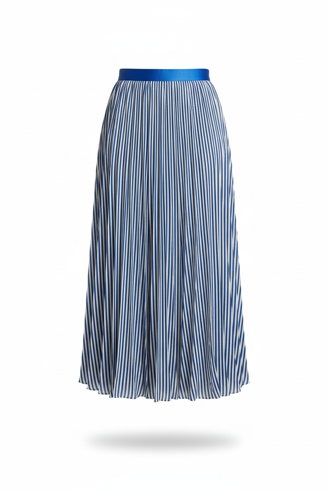 Jupe Longue Plissée Rayée Élégante