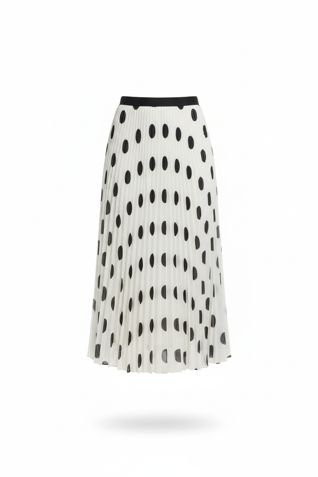 Jupe Longue Plissée À Pois Élégante Stylée