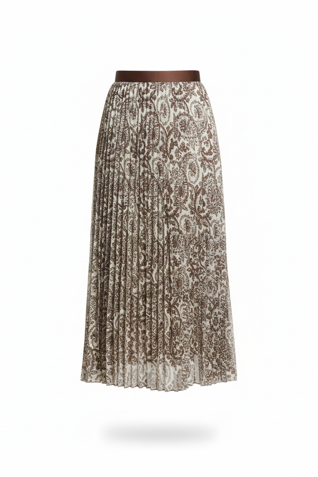 Jupe Longue Plissée Imprimée Élégante