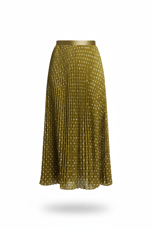 Jupe Longue Plissée Pois Élégante Mode