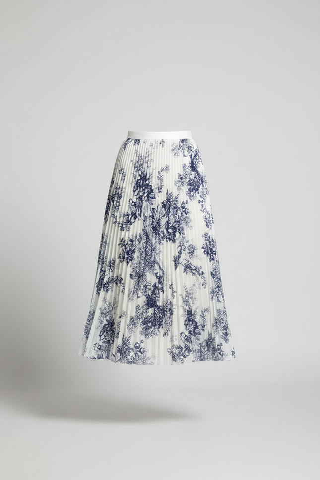 Jupe Longue Plissée Fleurie Élégante