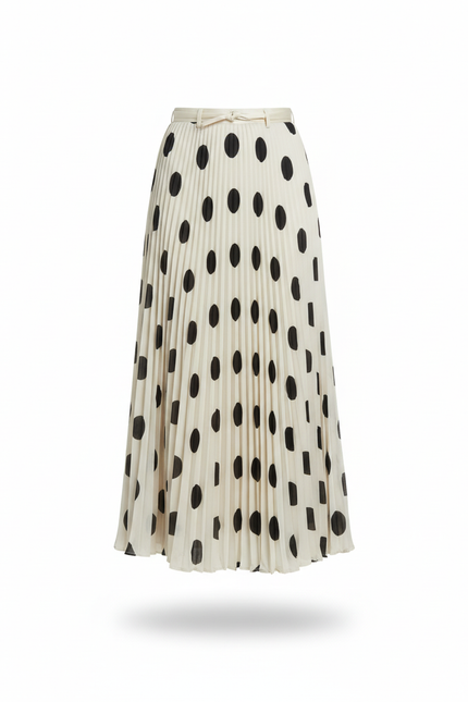 Jupe Longue Plissée À Pois Élégante Tendance