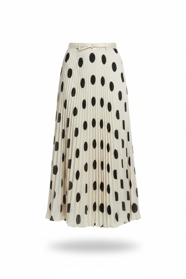 Jupe Longue Plissée À Pois Élégante Tendance