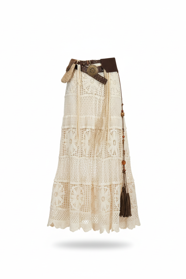 Jupe Longue Crochet Beige