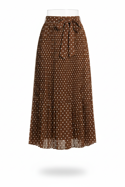 Jupe Longue Plissée À Pois Élégante Tendance Femme