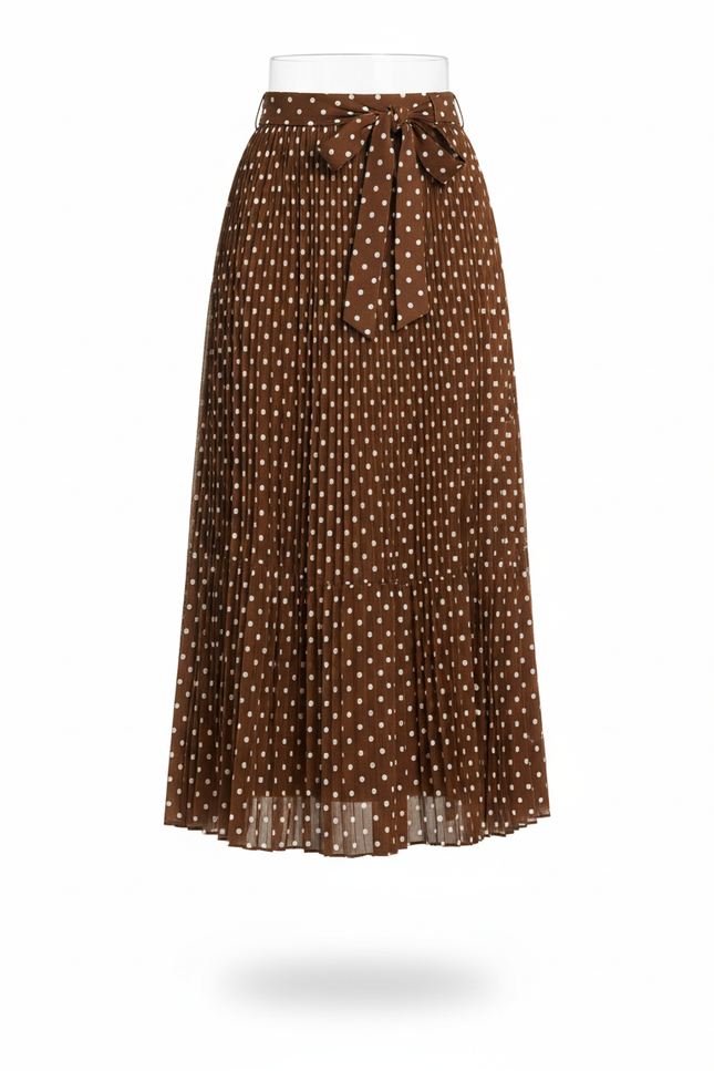 Jupe Longue Plissée À Pois Élégante Tendance Femme