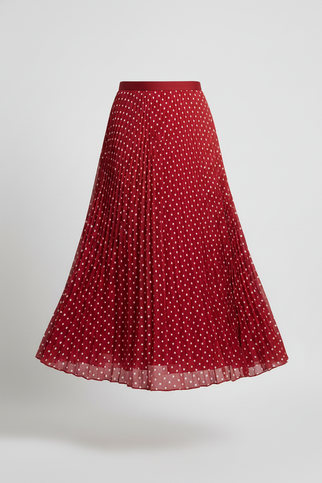 Jupe Longue Plissée Bordeaux