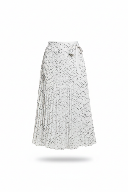 Jupe Longue Plissée À Pois Fluide Élégante